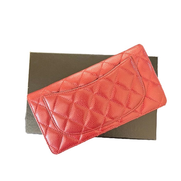 🖤GUC🖤 CHANEL L-Yen Caviar Wallet Dark Red - Picture 2 of 13